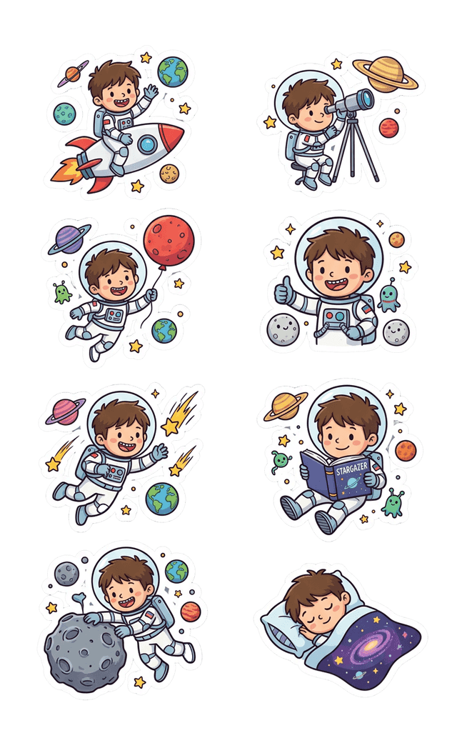 Space sticker sheet generated from the demo photo